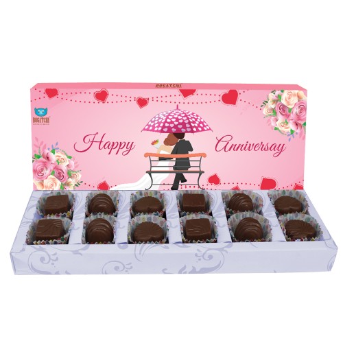 BOGATCHI Happy Anniversary Chocolate, JUST U & ME, Dark Chocolates, Love Chocolates, Premium Chocolates, 120 g